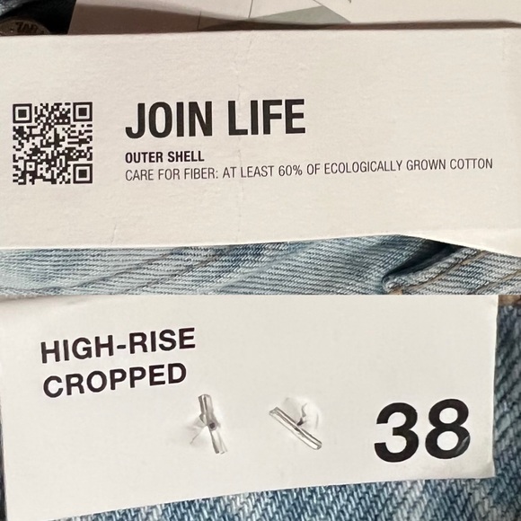 Zara High Rise Cropped Rip Flare Denim Jeans Light Blue - Picture 11 of 12